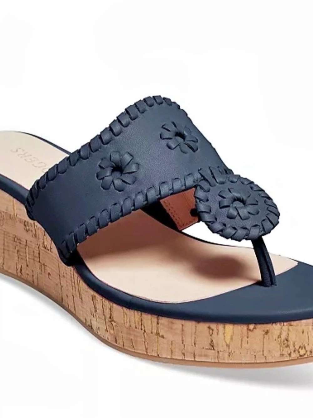 Jack Rogers Jack Mid Wedge Sandals Navy Size 7 NWOT